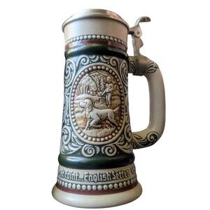 Vintage Avon 1978 English Setter & Rainbow Trout Beer Stein Pewter Lid Brazil